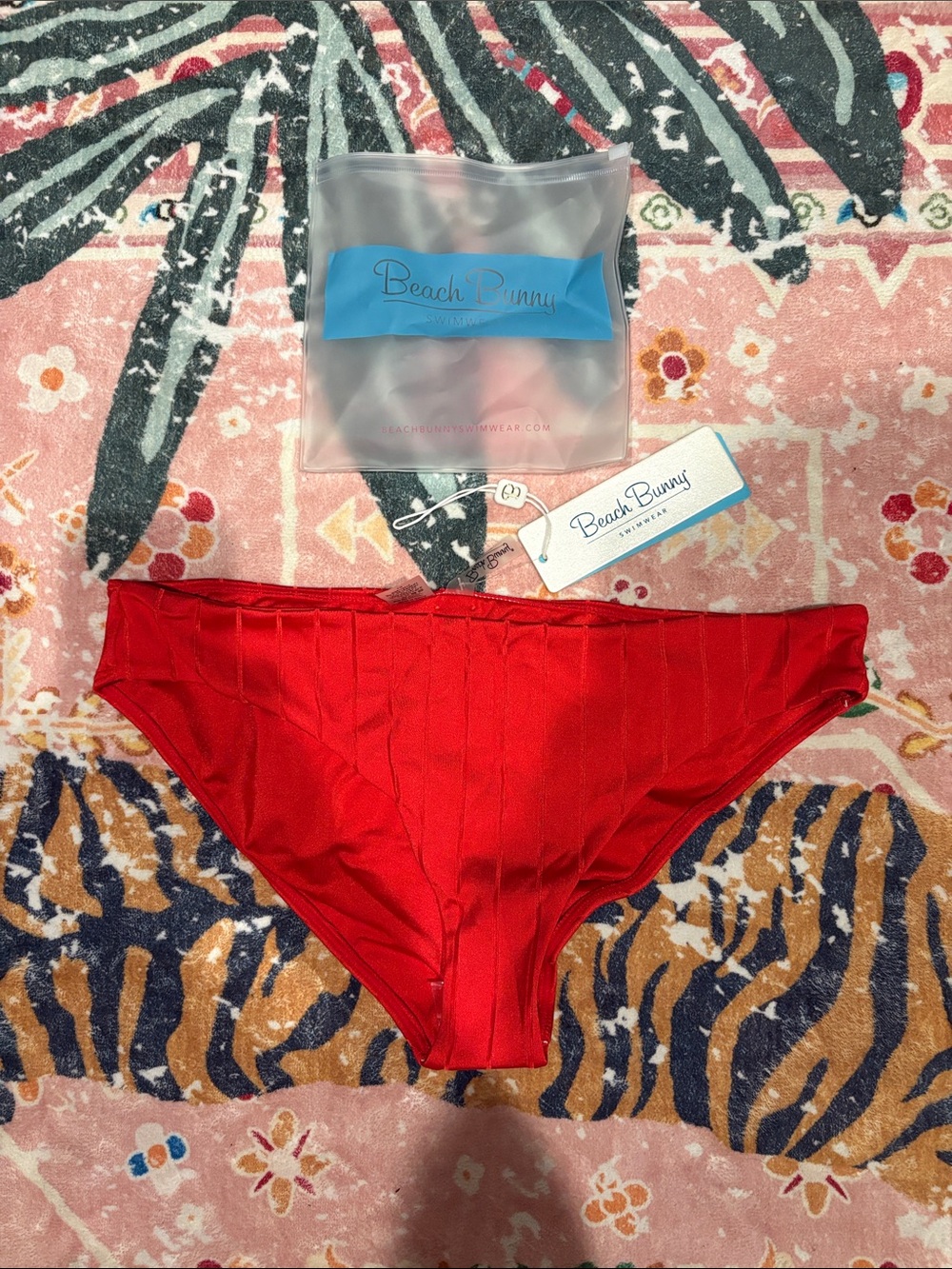 Beach Bunny Women’s Red Ribbed Bikini Bottoms